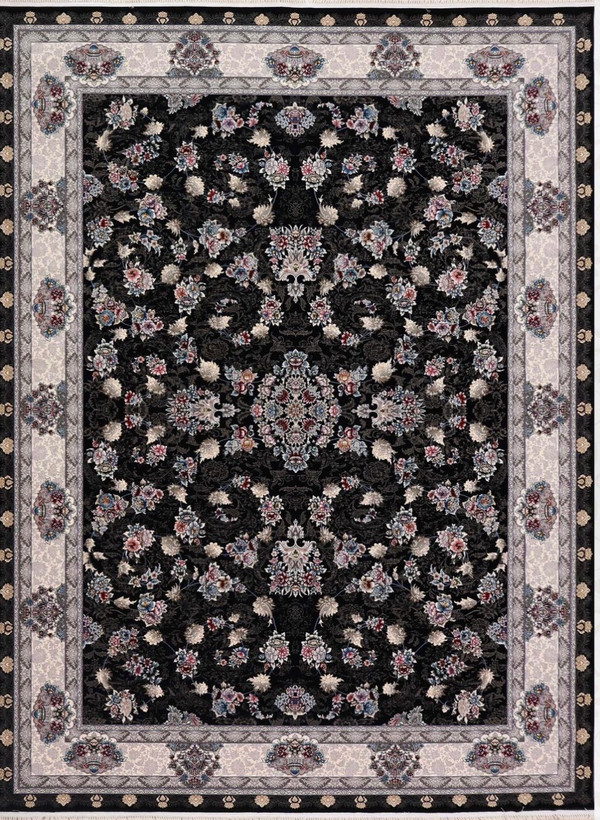 فرش ۷۰۰ شانه ۹ متری کاشان رنگ سرمه ای طرح اتوسا khan