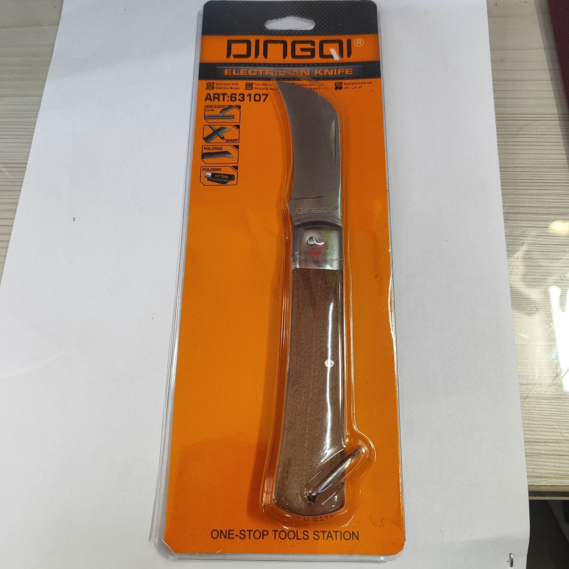 چاقو پیوند و چاقو کابل بر تاشو دینگشی مدل 63107 چاقو پیوند دینگی دسته چوبی مدل 63107