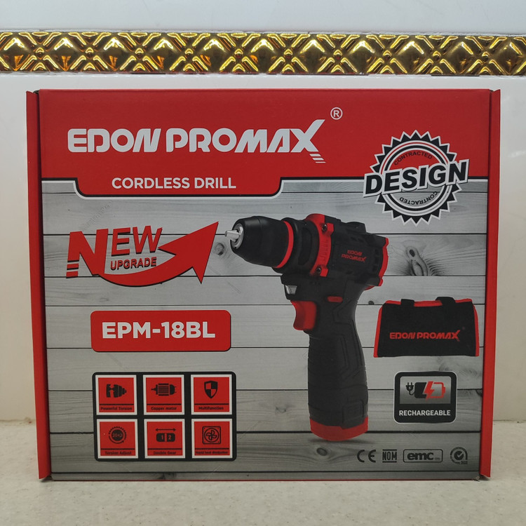 دریل شارژی صنعتی ادون پرومکس 18 ولت دو باتری مدل EMP-18BL همراه کیف مطابق تصاویر بسیار پرقدرت و عالی