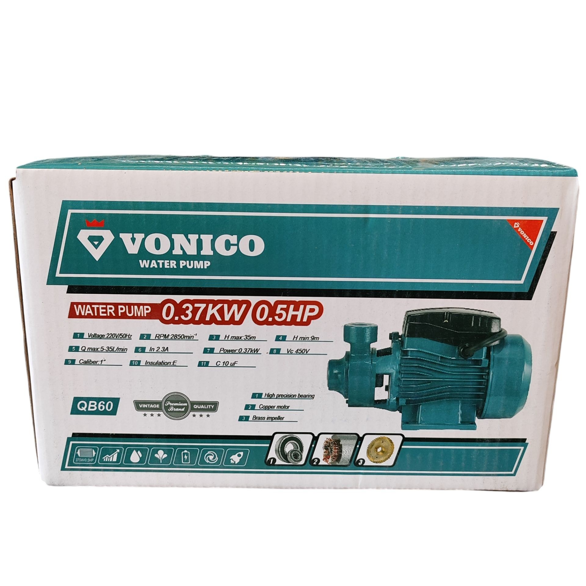 پمپ آب خانگی نیم اسب ونیکو سیم پیچی مس مدل QB60 کیفیت عالی