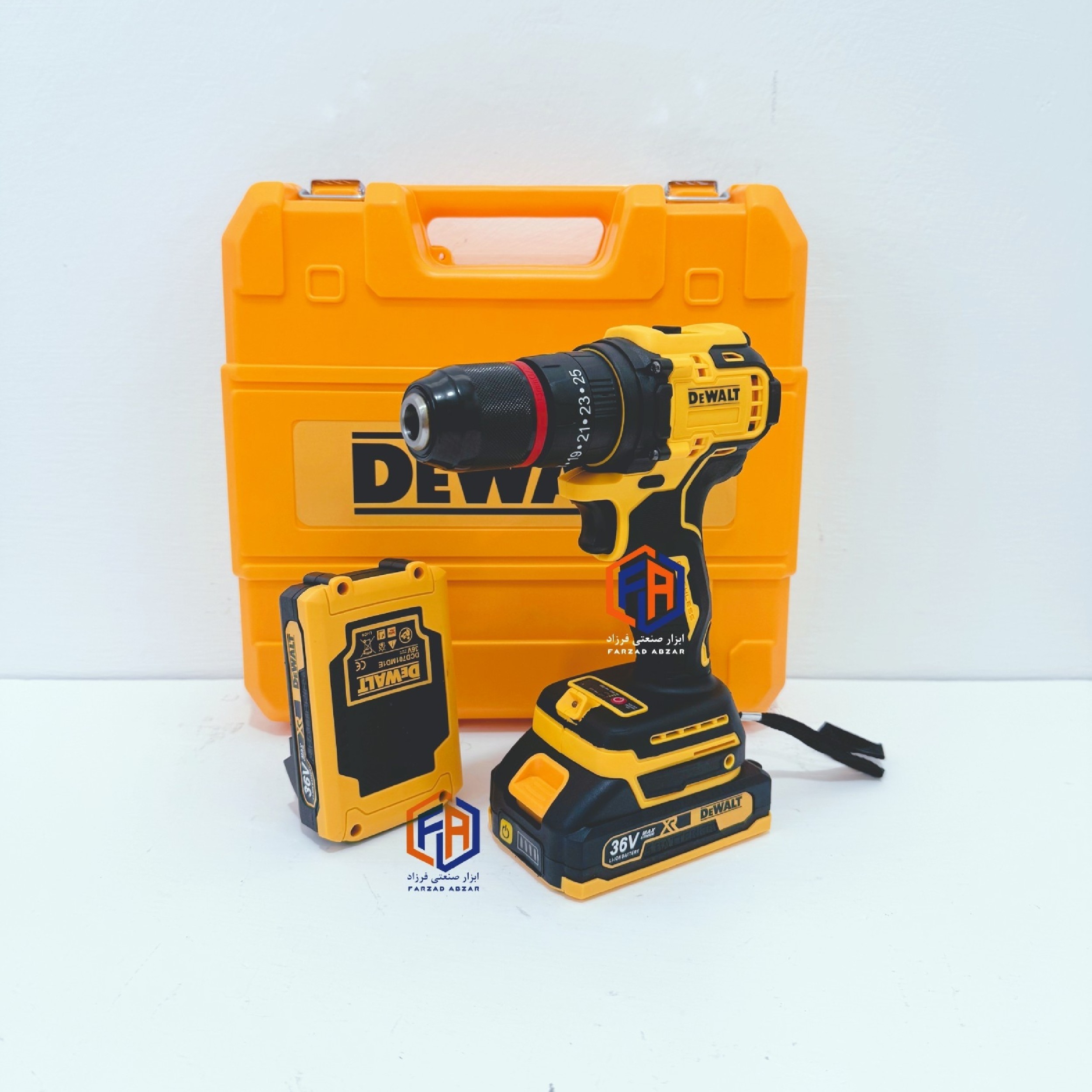 دریل شارژی دیوالت 36 ولت موتور براشلس سه نظام فلزی پولیش دار DEWALT 36V