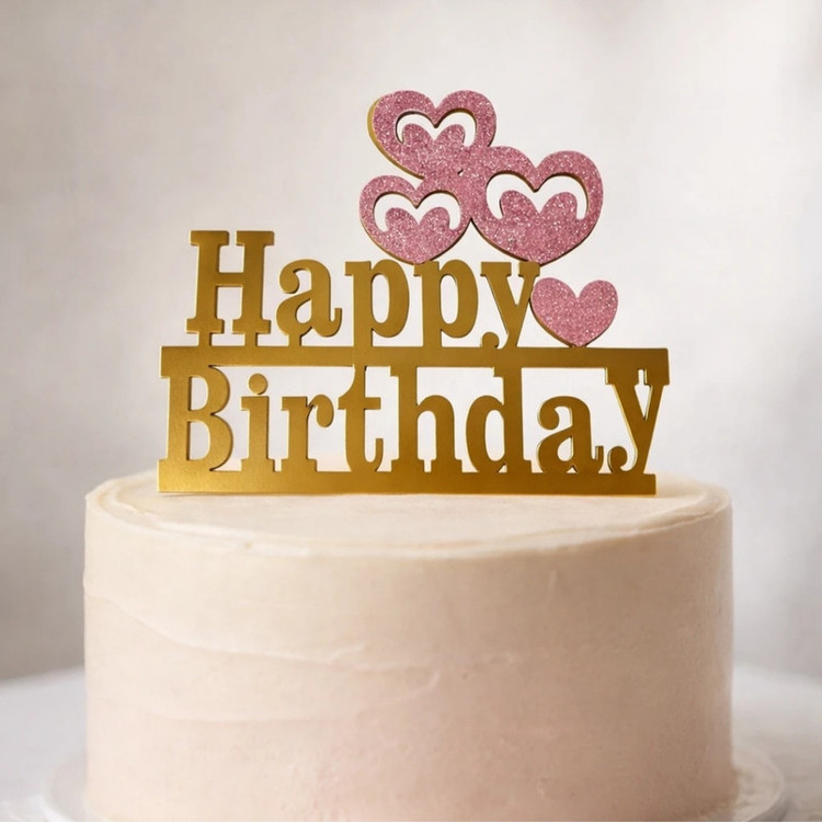 تاپر مدل قلب happy birthday بسته 5 عددی