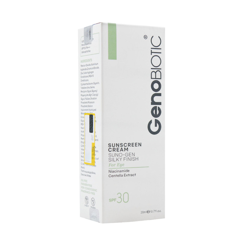 کرم ضد آفتاب رنگی دور چشم ژنوبایوتیک SPF 30 مدل SUNO-GEN محافظ در برابر اشعه UVA و UVB مناسب برای انواع پوست حجم 20 میلیلیتر