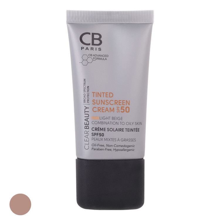 کرم ضد آفتاب رنگی سی بی پاریس SPF 50 مدل 01 مناسب پوست های مختلط و چرب حجم 40 میلیلیتر