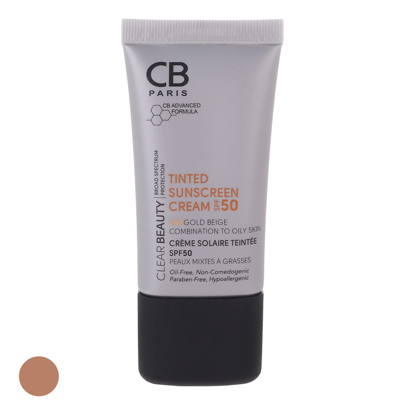 کرم ضد آفتاب رنگی سی بی پاریس SPF 50 مدل 01 مناسب پوستهای چرب حجم 40 میلیلیتر