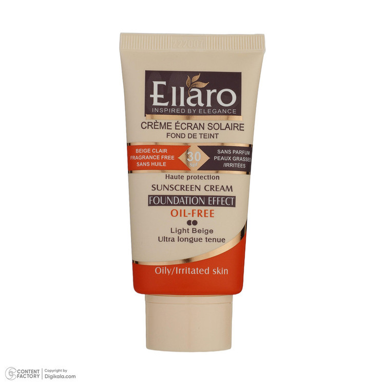 کرم ضد آفتاب رنگی الارو SPF30 سری Foundation Effect مدل Light Beige مناسب پوست های چرب تحت لیسانس حجم 40 میلی لیتر