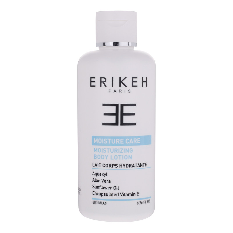 لوسیون مرطوب کننده بدن اریکه مدل Moisturizing Care حجم 200 میلیلیتر، حاوی عصاره آلوئهورا و ویتامین E، جذب سریع، آبرسانی قوی، مناسب انواع پوست