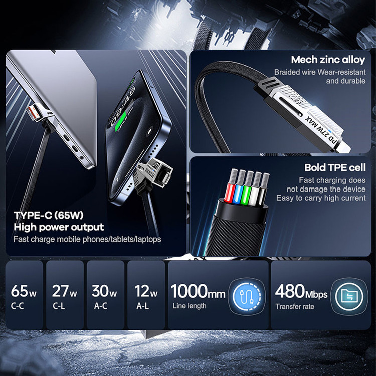 کابل تبدیل USB-C / USB به USB-C / لایتنینگ ریمکس مدل RC-C189 طول 1 متر