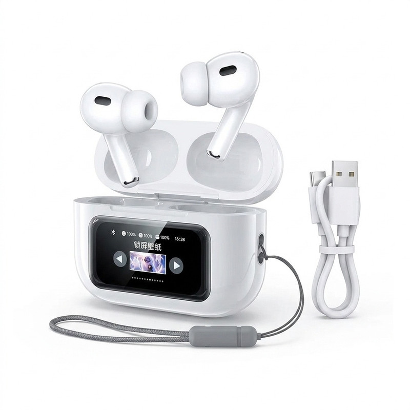 هدفون بلوتوثی ریمکس مدل CozyPods W30N دارای نویز کنسلینگ فعال (ANC)، درگاه شارژ USB Type-C، دارای نمایشگر روی صفحه محفظه شارژ