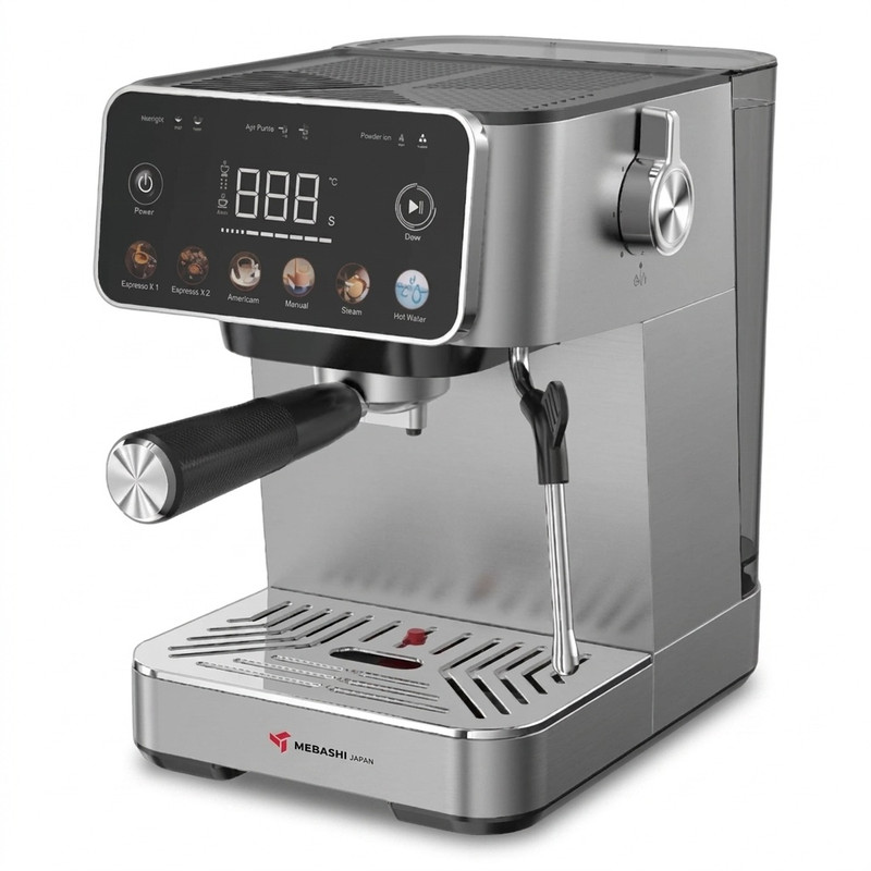 اسپرسوساز خانگی تمام‌اتوماتیک مباشی مدل ME-ECM2122 با فشار بخار 20 بار، توان 1100 وات و بدنه استیل