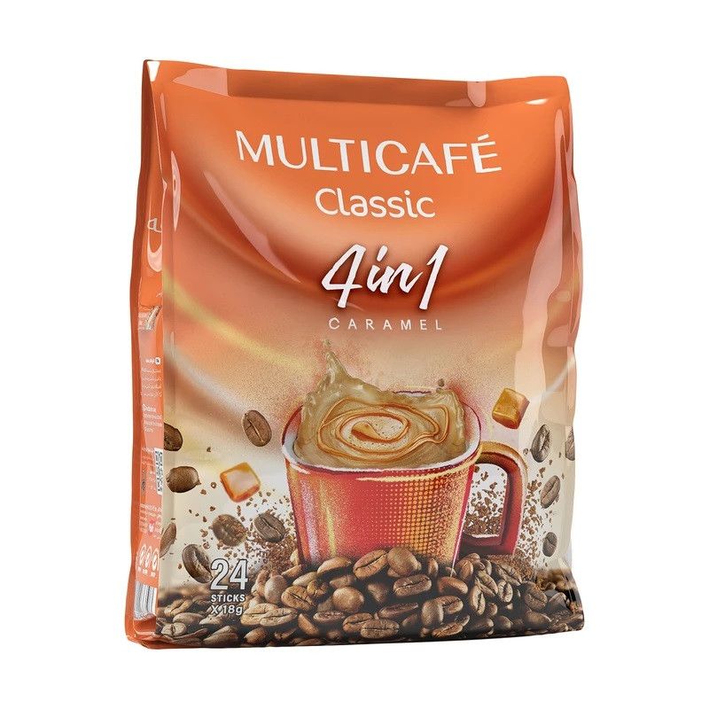 کافی میکس 4*1 با طعم کارامل مولتی کافه بسته 24 عددی