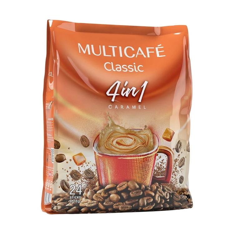 کافی میکس 4*1 با طعم کارامل مولتی کافه بسته 24 عددی
