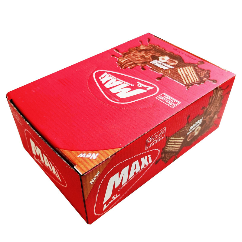 ویفر روکش کاکائو با طعم فندق مکسی شیرین عسل - 30گرم بسته 24 عددی