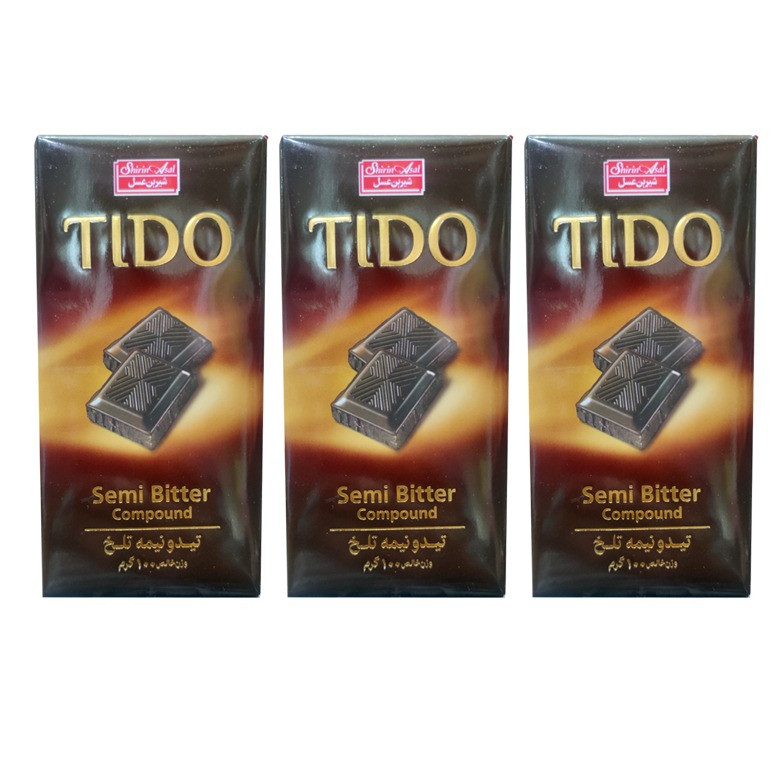 شکلات تابلت نیمه تلخ تیدو شیرین عسل - 100 گرم بسته 3 عددی