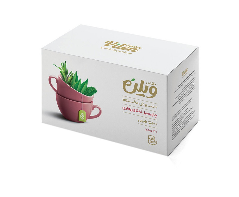 دمنوش گیاهی مخلوط چای سبز،نعناو رزماری گلدن ویلن بسته 20 عددی