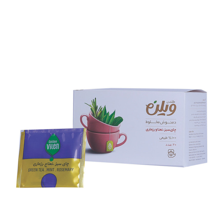 دمنوش گیاهی مخلوط چای سبز،نعناو رزماری گلدن ویلن بسته 20 عددی