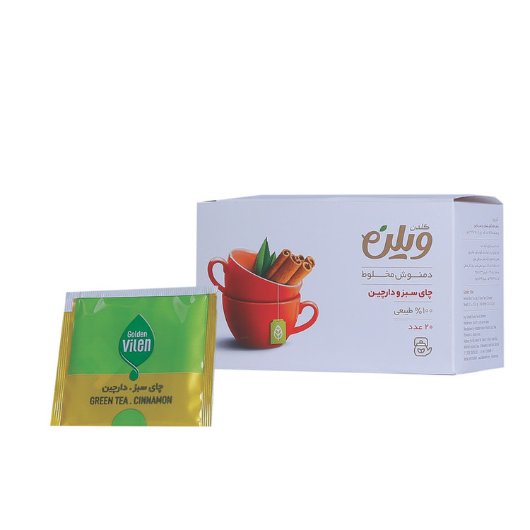 دمنوش گیاهی چای سبز و دارچین گلدن ویلن - بسته 20 عددی