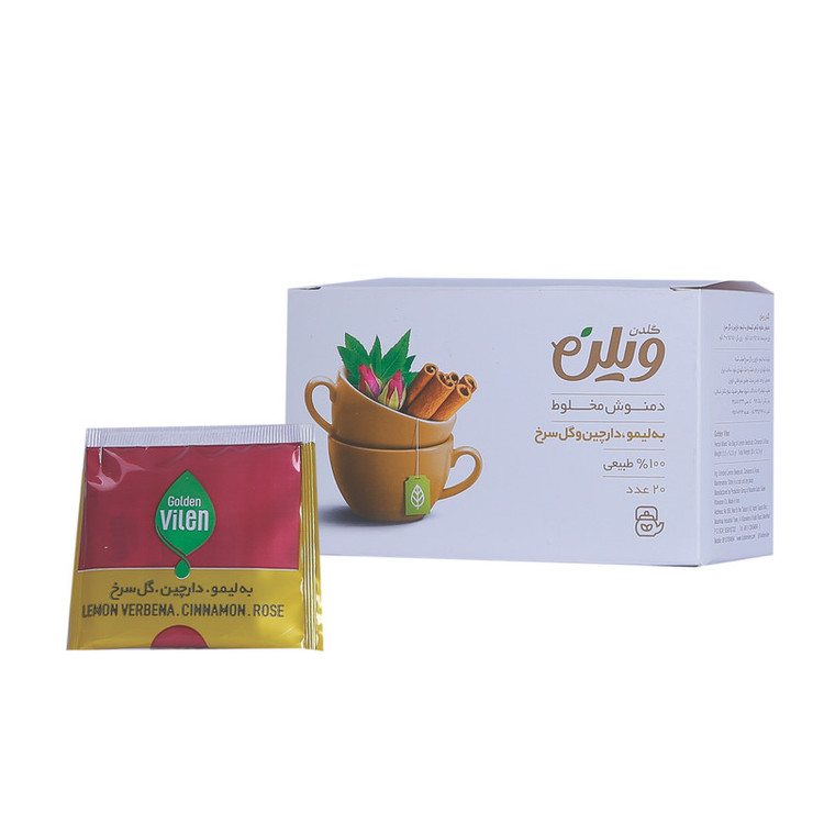 دمنوش گیاهی مخلوط به لیمو، دارچین و گل سرخ گلدن ویلن بسته 20 عددی