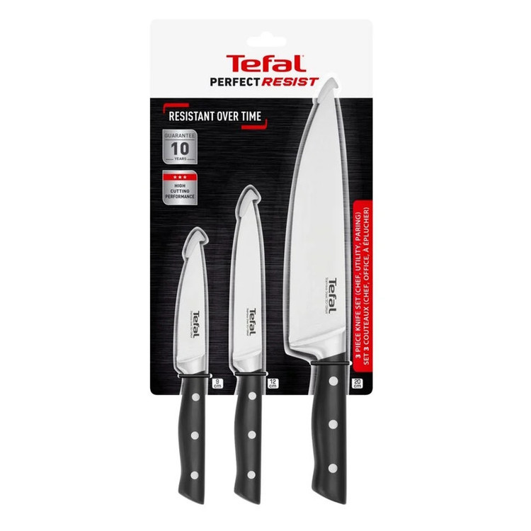 سرویس چاقو 3 پارچه با تیغه استیل و با دسته پلیمر فشرده تفال مدل K281S3FT