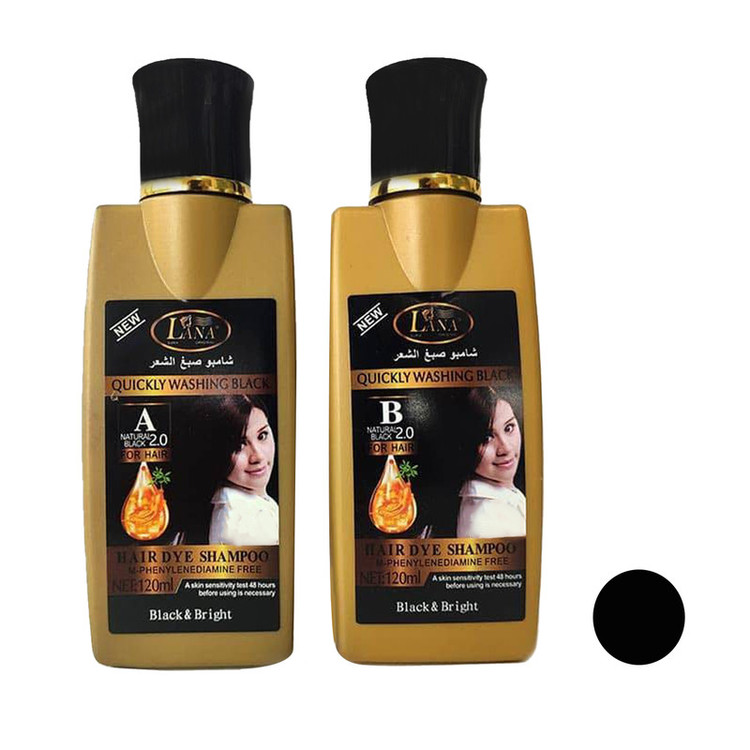 شامپو رنگ مو لانا مدل B_Keratin حجم 120 میلی لیتر رنگ مشکی مجموعه 2 عددی