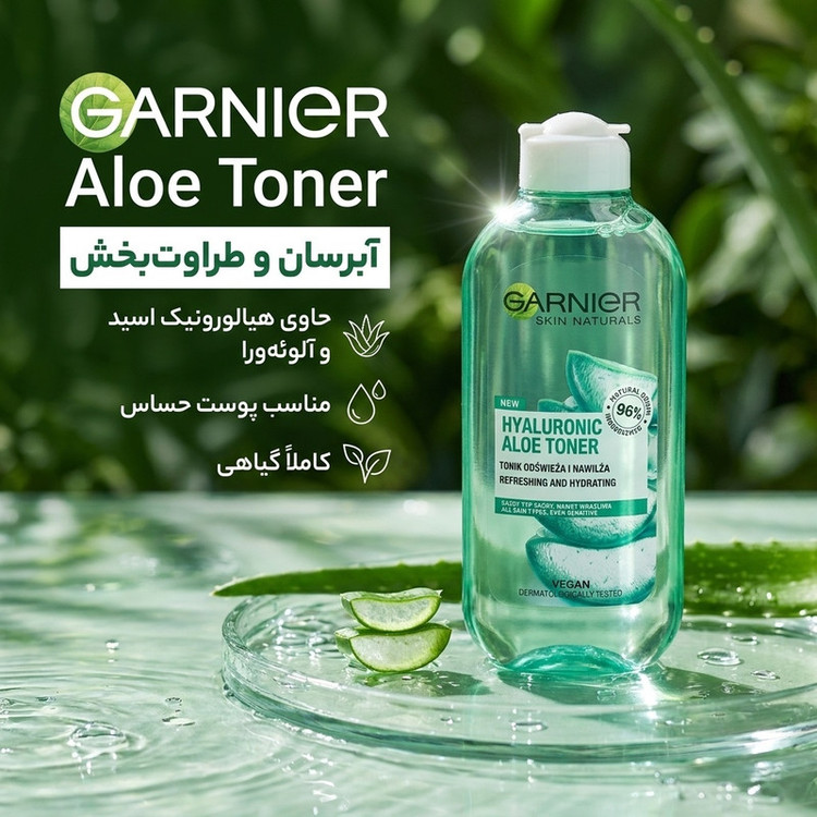 تونر پاک کننده صورت گارنیه مدل Aloe حجم 200 میلی لیتر
