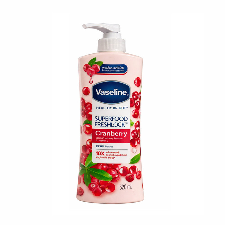 لوسیون بدن کرمی وازلین مدل Cranberry ضد خشکی، مناسب انواع پوست، حجم 320 میلیلیتر
