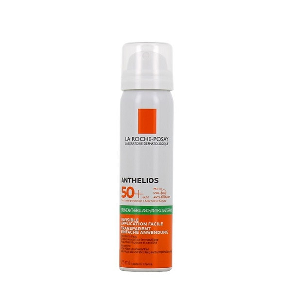 اسپری ضد آفتاب بدون رنگ لاروش پوزای SPF 50 مدل Anthelios Brume Anti Brillance مناسب پوست های چرب و مختلط حجم 75 میلیلیتر