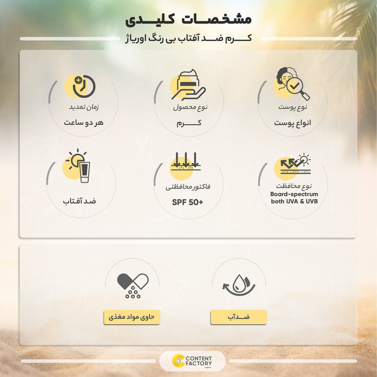 کرم ضد آفتاب بی رنگ اوریاژ +SPF50 مدل بریسان مناسب انواع پوست حجم 50 میلی لیتر